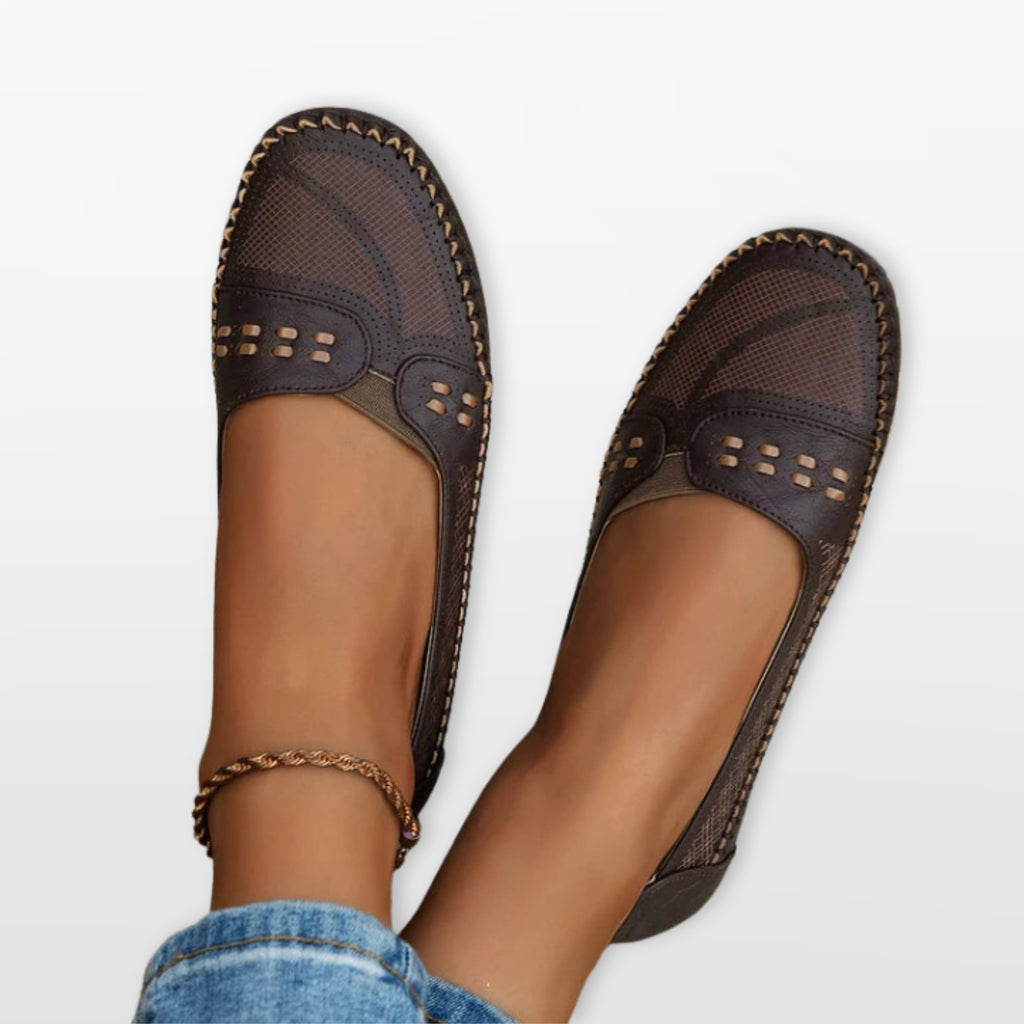 Women Perforated Slip On Loafers