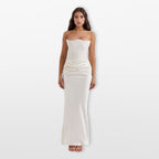 Women’s Strapless Midi Dress Corset Satin