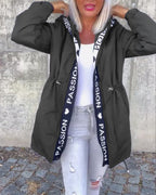Women's Hooded Longline Jacket with Drawstring Waist