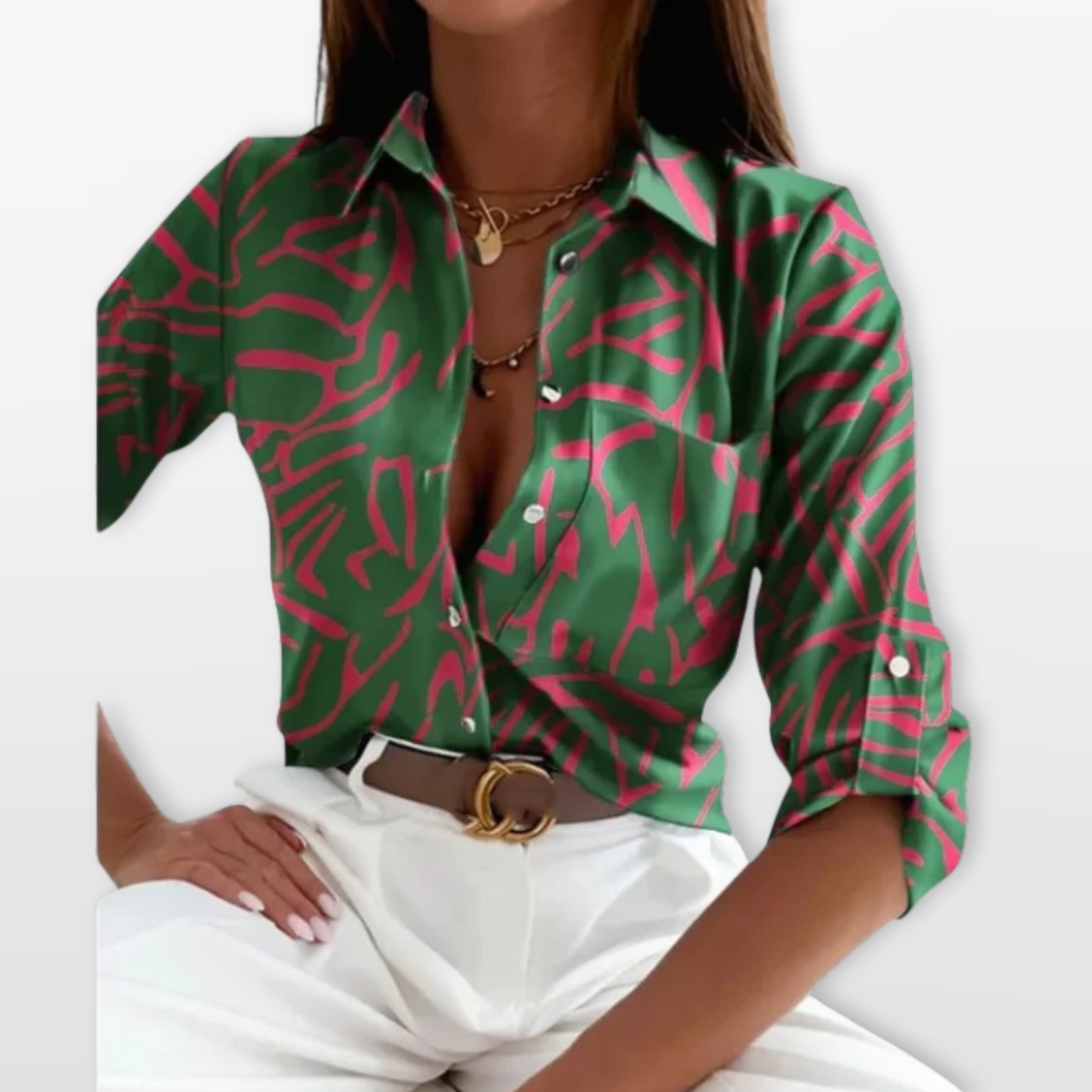 Women’s Printed Button Down Shirt Patterned Statement