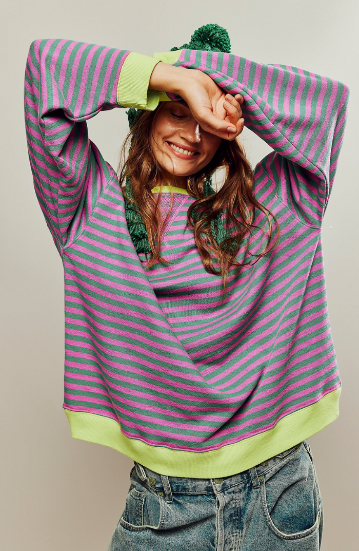 Women's Relaxed Fit Striped Knit Top