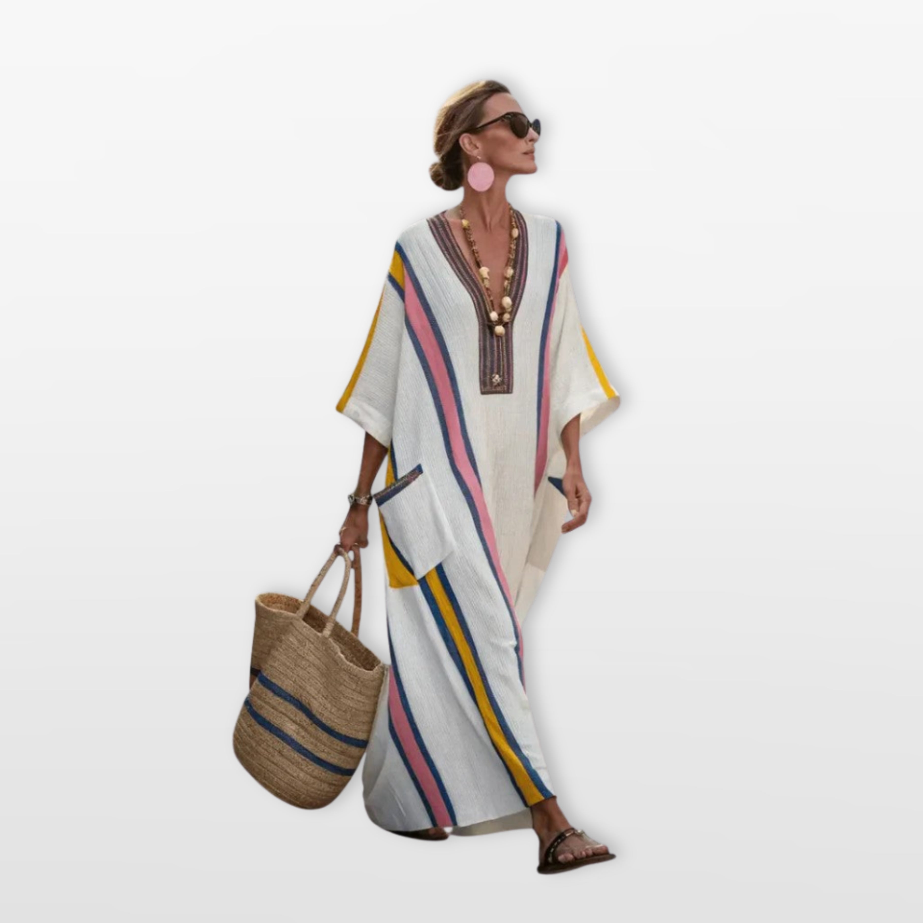 Women Boho Striped Maxi Dress
