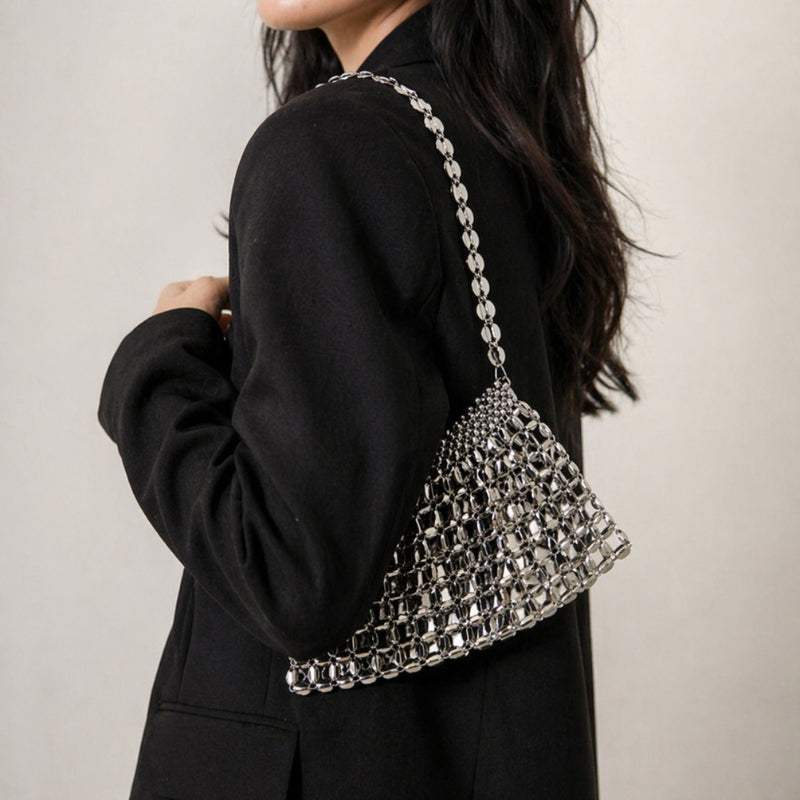 Women’s Metallic Chain Mesh Handbag