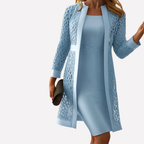 Women's Two-Piece Dress Set with Lace Overlay