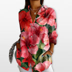 Women’s Printed Button Blouse Artistic Casual Shirt