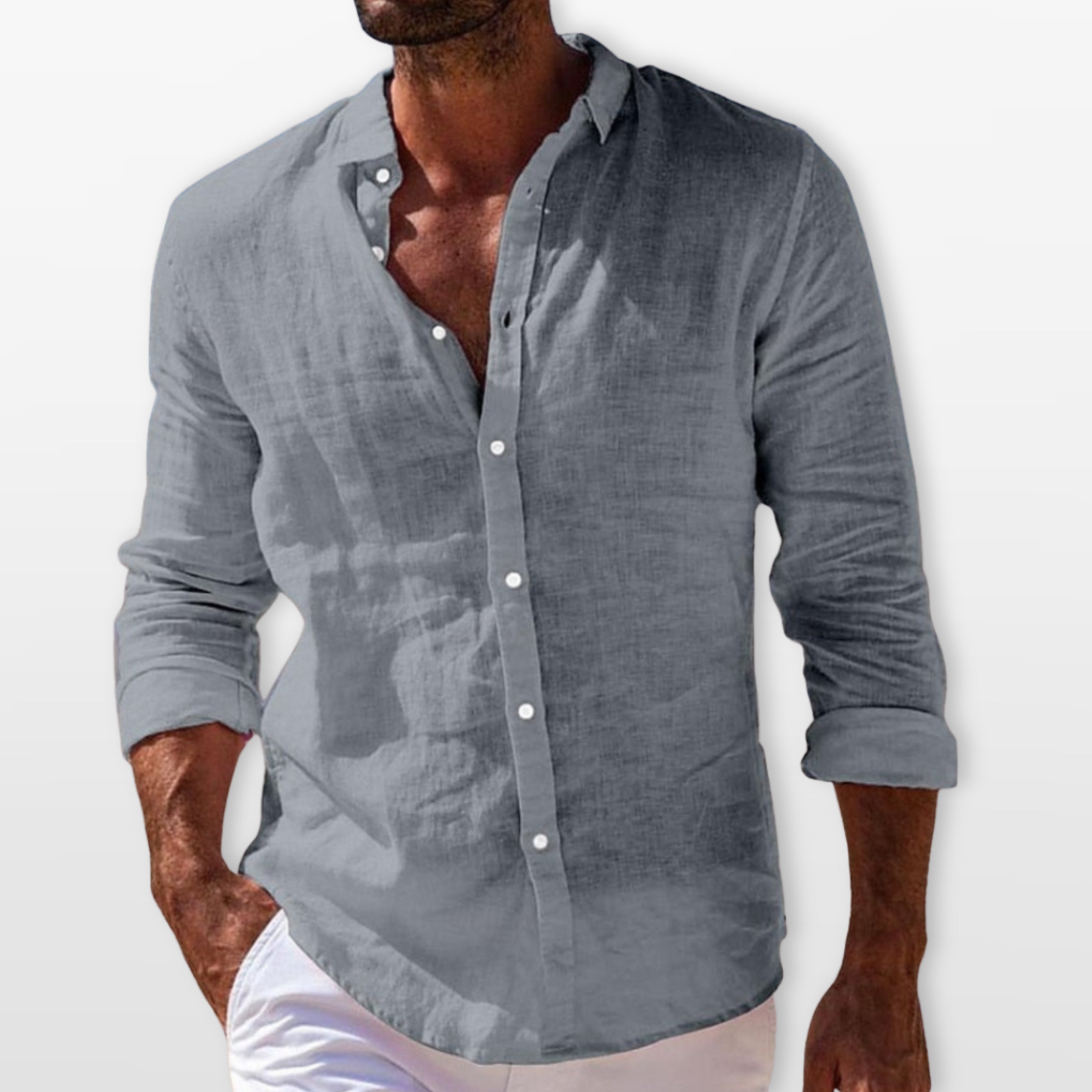 Men’s Linen Shirt Lightweight Button Up