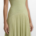 Women’s Strapless Pleated Maxi Dress Elegant