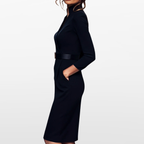 Women Tailored Midi Dress Belted Silhouette