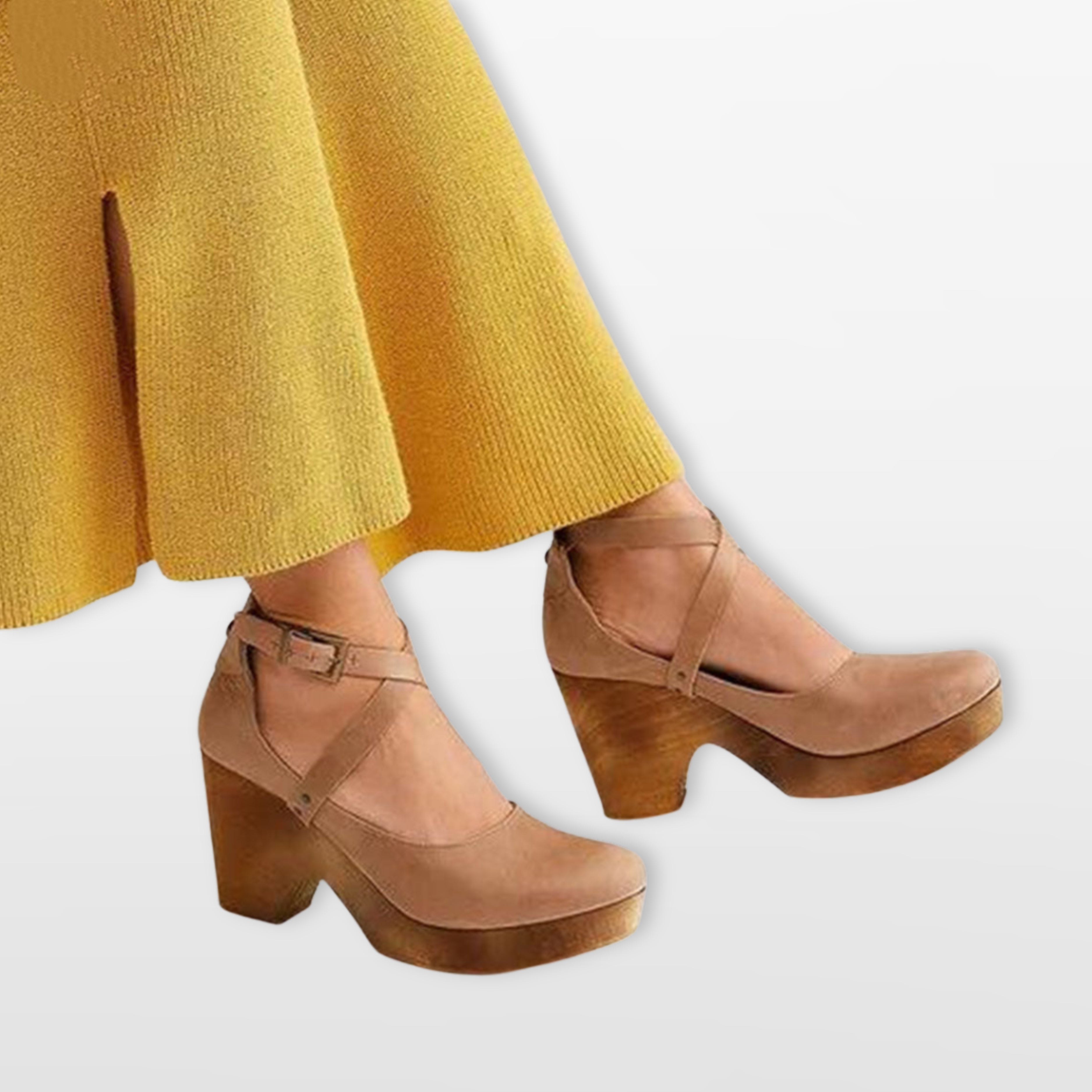 Women Cross Strap Block Heel Shoes