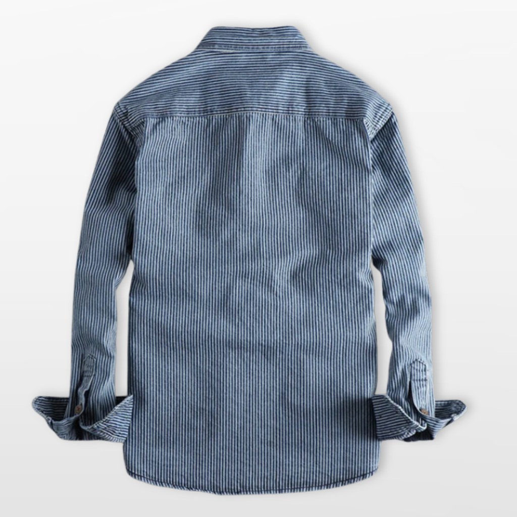 Men Striped Denim Button Up Shirt