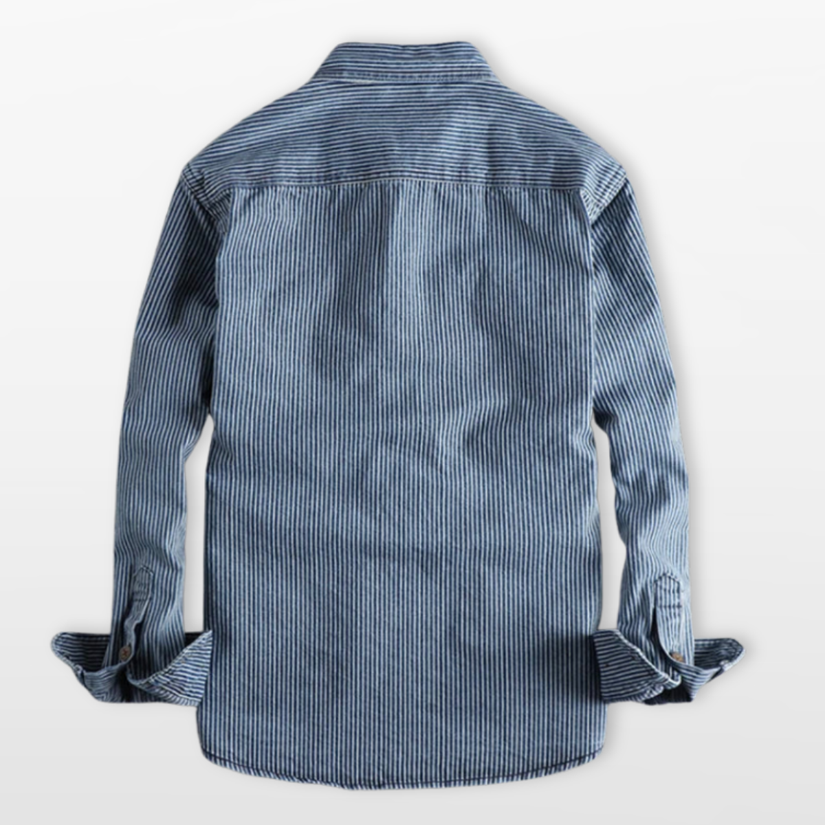 Men Striped Denim Button Up Shirt