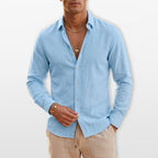 Men's Long Sleeve Linen-Look Shirt
