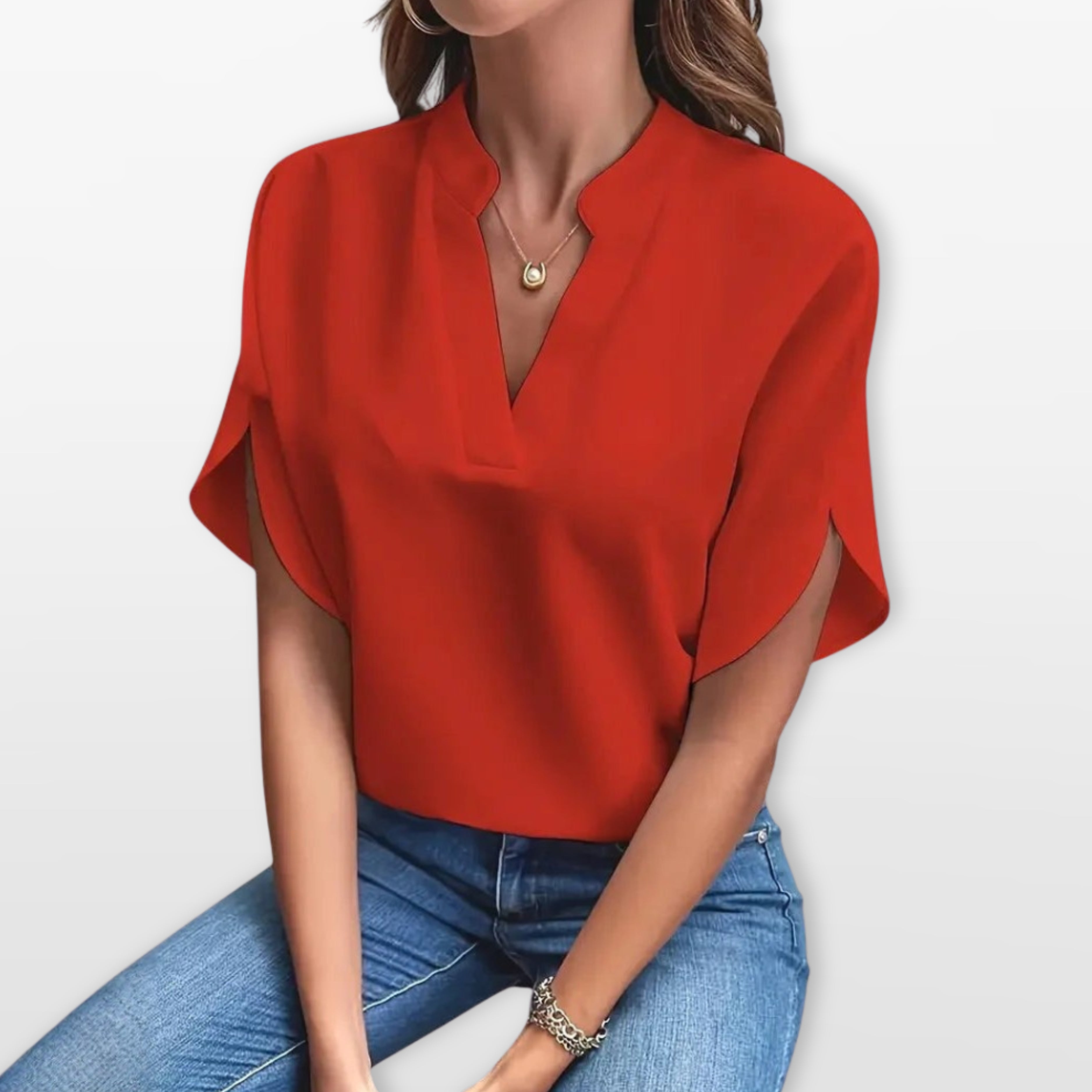 Women’s Short Sleeve V Neck Blouse Relaxed Fit