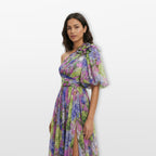 Women’s One Shoulder Floral Maxi Dress Slit