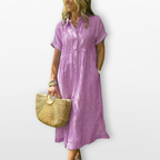 Women Striped Shirt Midi Dress Relaxed Fit