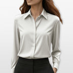 Women’s Satin Blouse Elegant Button Shirt