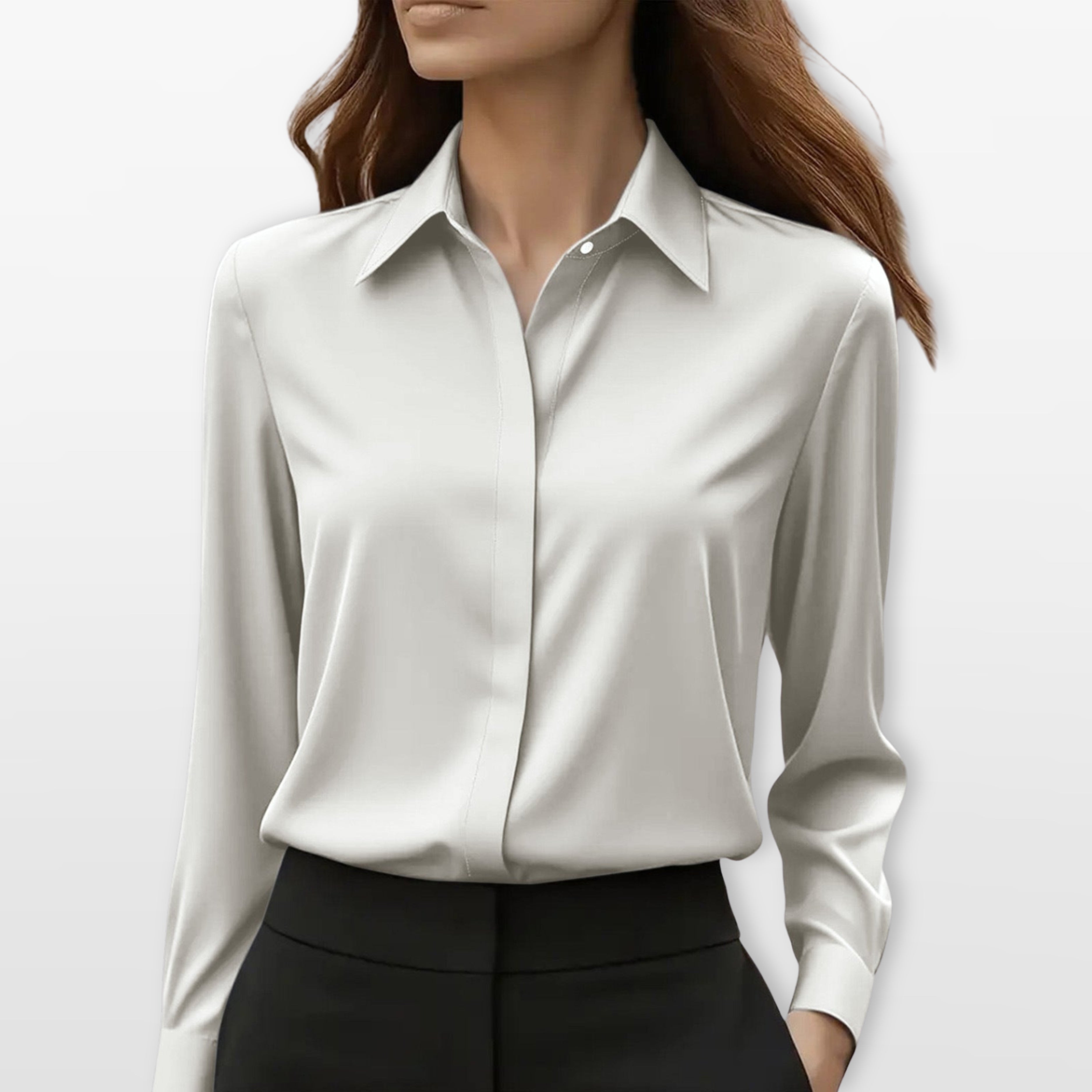 Women’s Satin Blouse Elegant Button Shirt