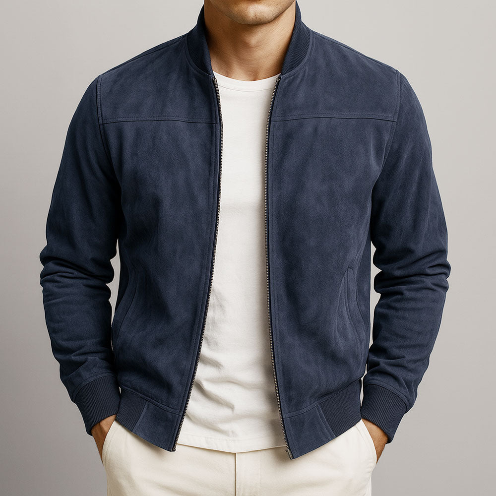 Men's Classic Suede Bomber Jacket