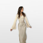 Women’s Satin Maxi Dress Long Sleeve Elegant