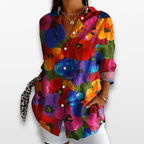 Women Floral Button Blouse Casual Chic Top