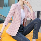 Women’s Tailored Plaid Single-Button Blazer