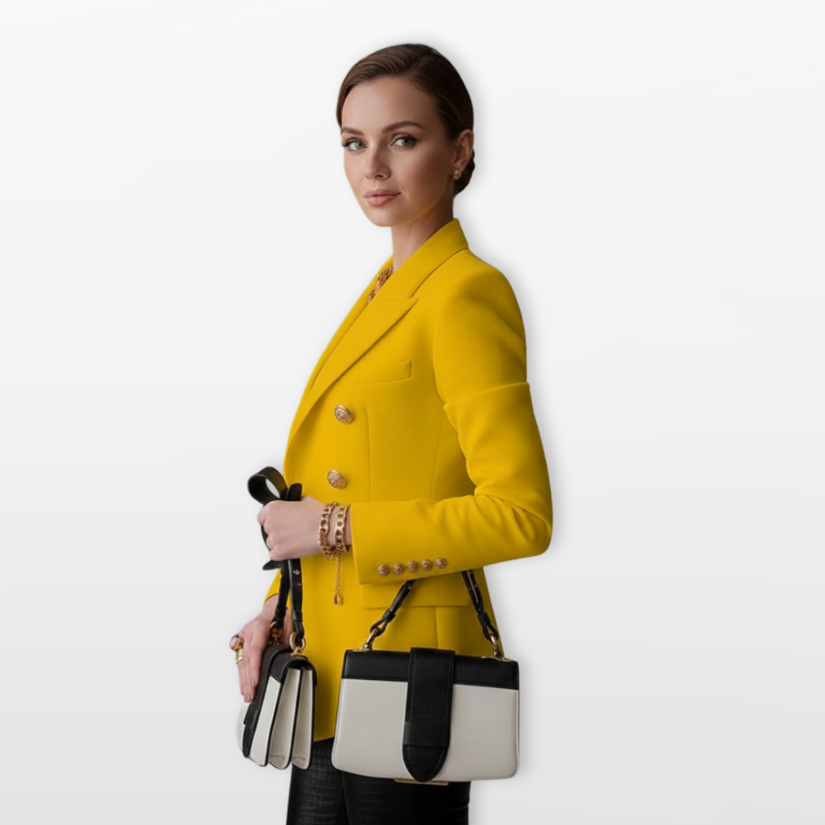 Women Double Breasted Blazer Structured Elegant