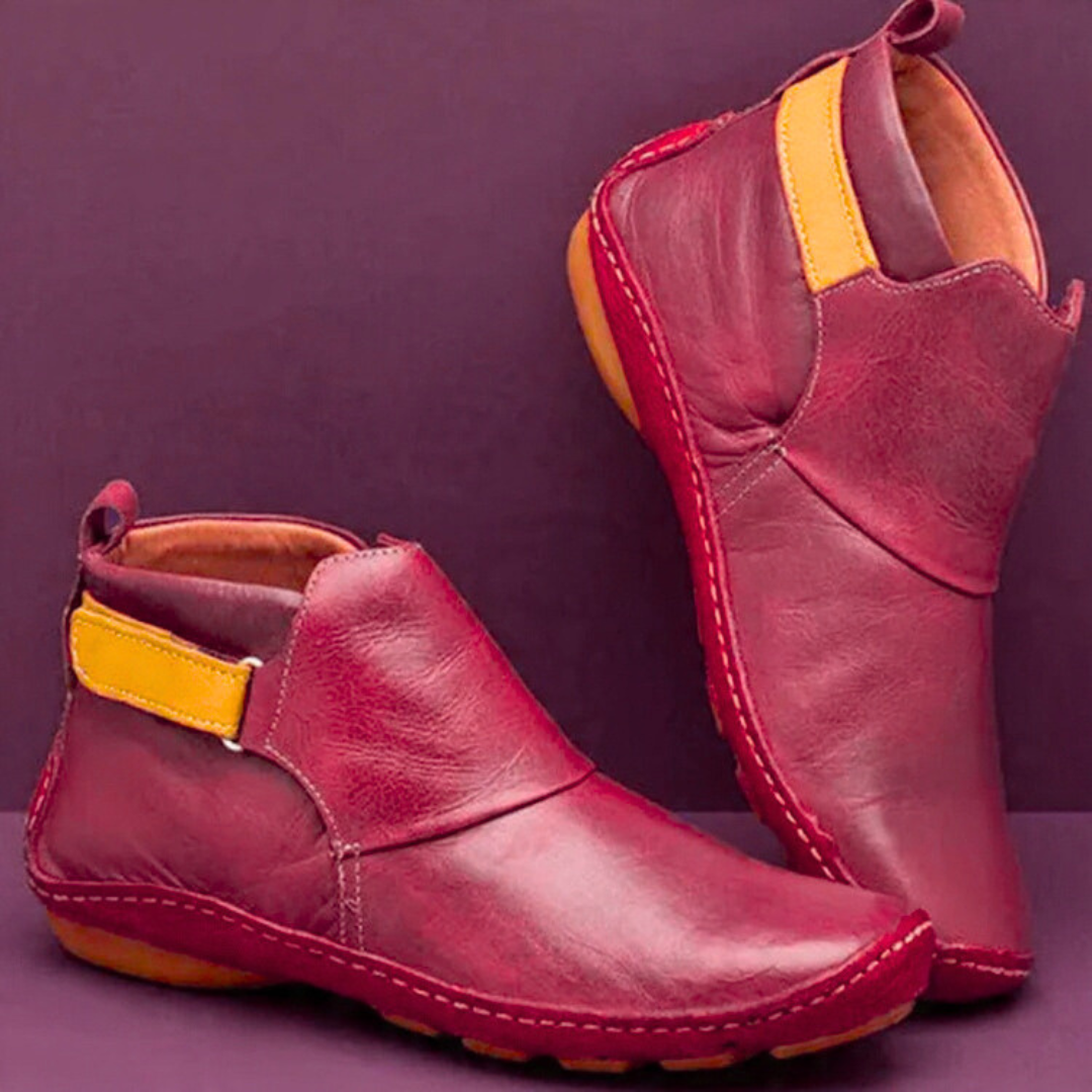 Women’s Contrast Strap Flat Ankle Boots