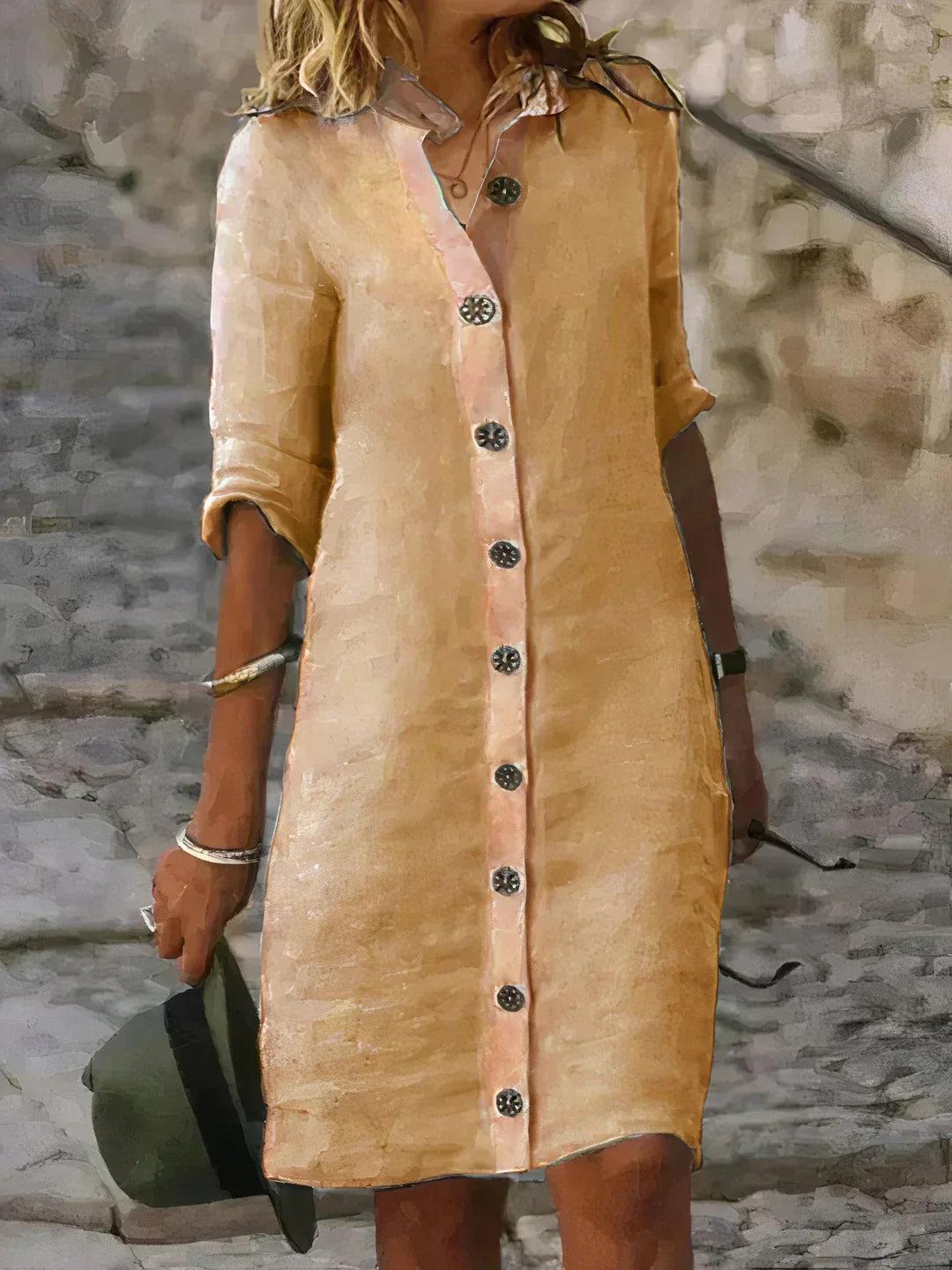 Women's Button Front Shirt Dress