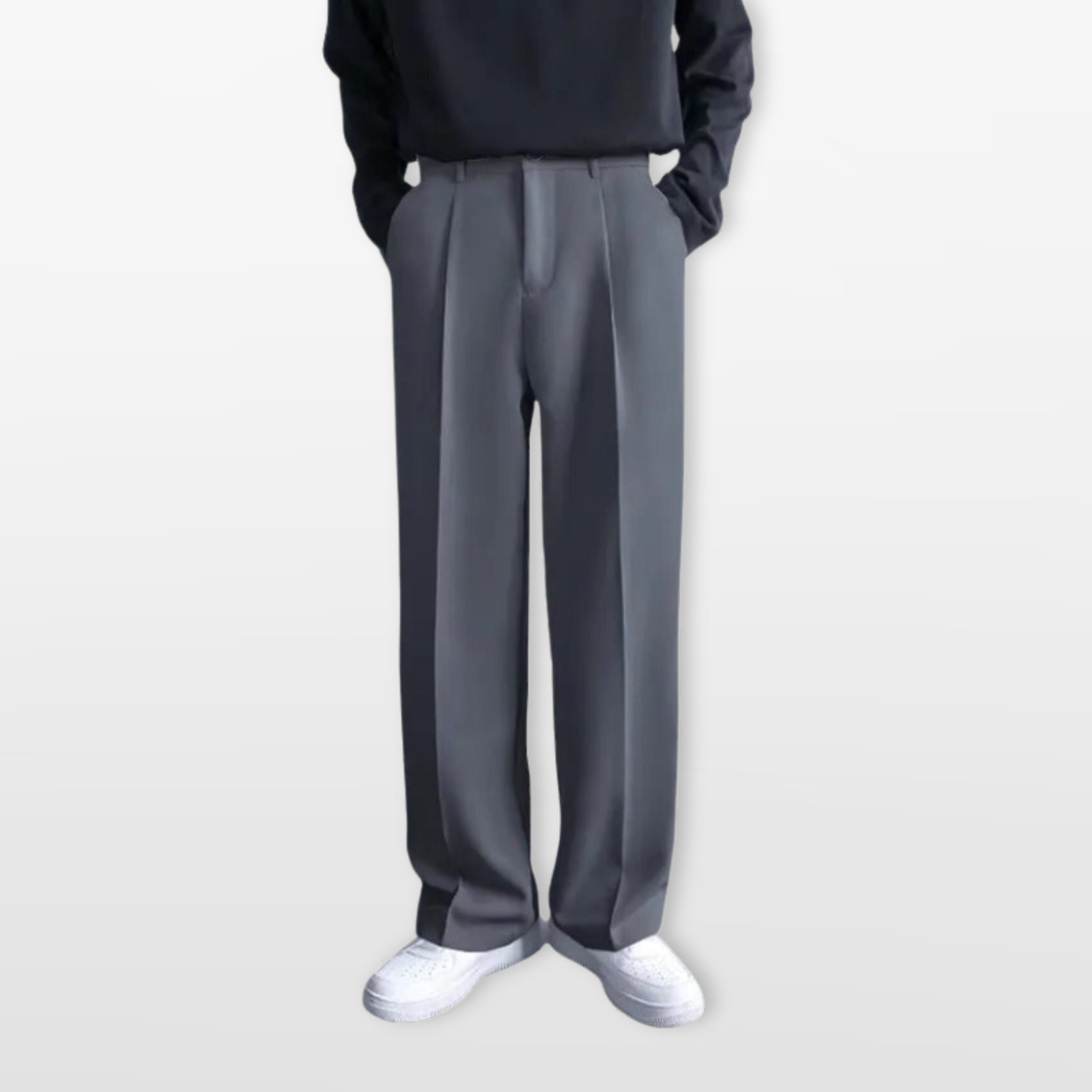 Men Wide Leg Pleated Trousers
