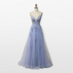 Women’s Lace Tulle Evening Dress Backless Slit