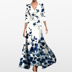 Women Wrap Floral Maxi Dress Elegant Fit