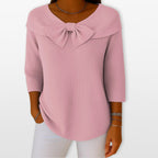Women Ribbed Bow Knit Top