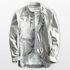 Men Mandarin Collar Button Up Shirt