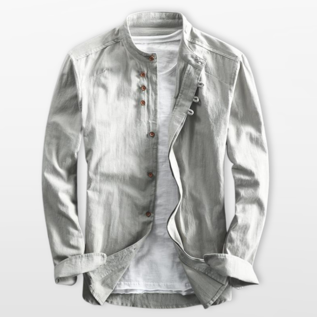 Men Mandarin Collar Button Up Shirt
