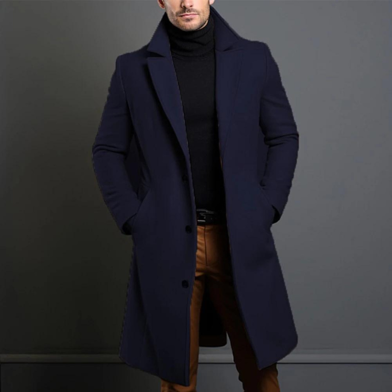 Men’s Long Single-Breasted Overcoat