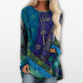 Women Boho Tunic Top Artistic Print