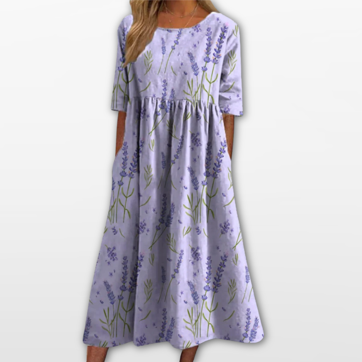 Women Floral Midi Dress Loose Fit