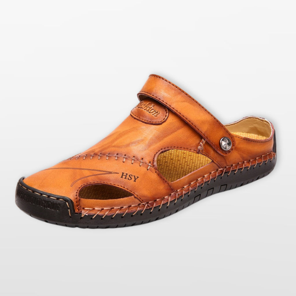 Men’s Leather Sandals Closed Toe Breathable