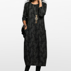 Women Printed Midi Dress With Pockets