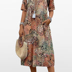 Women Boho Midi Dress V Neck