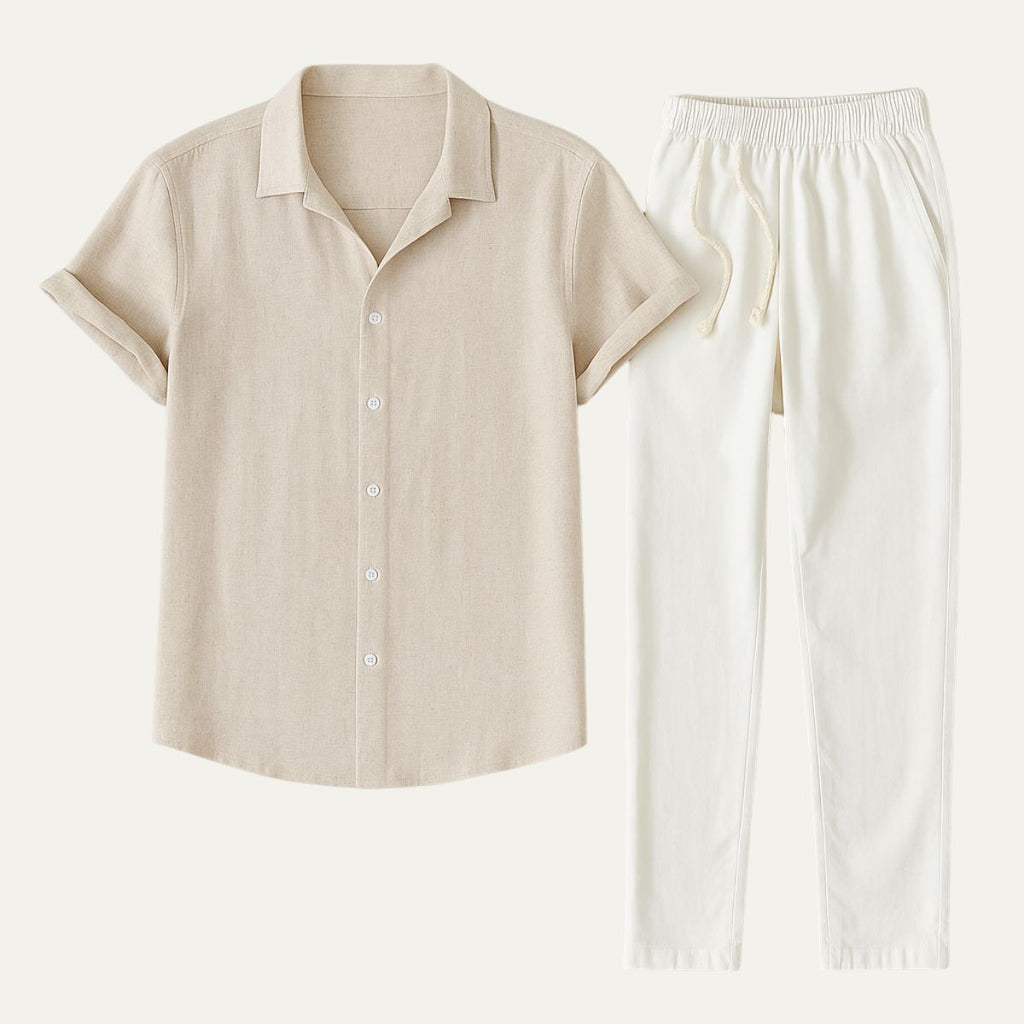 Men’s Short-Sleeve Button-Up Pant Set