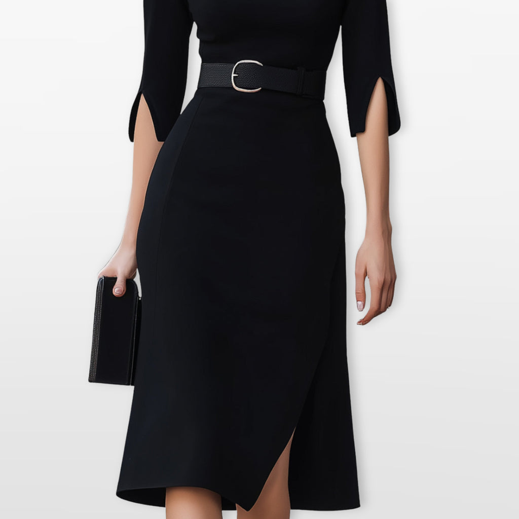Women Belted Midi Dress
