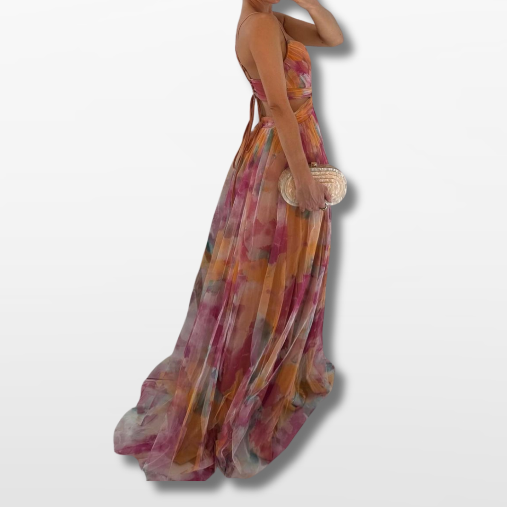 Women Pleated Maxi Dress Elegant Flow