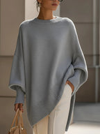 Women’s Oversized Asymmetrical Poncho Sweater