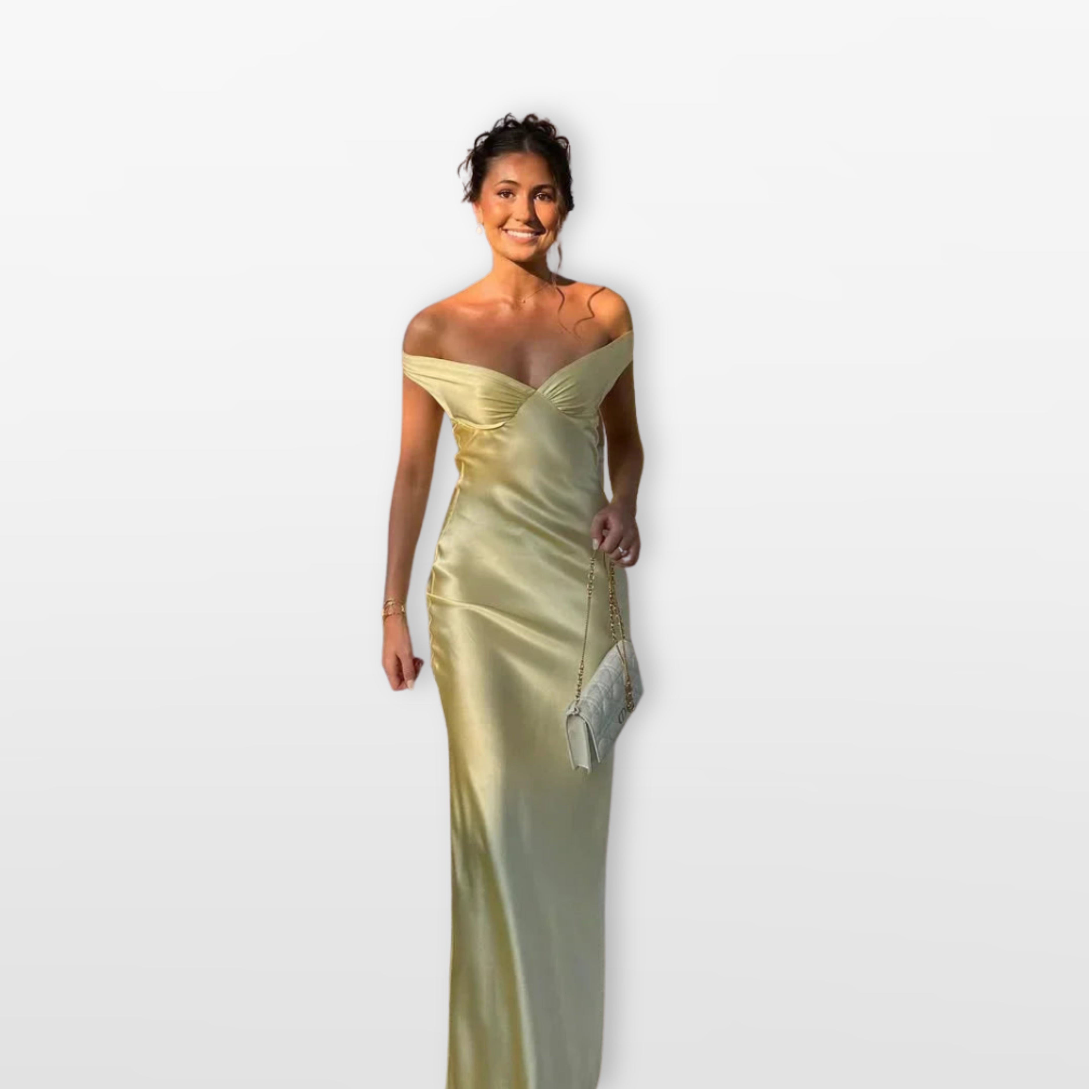 Women’s Satin Maxi Gown Off Shoulder Elegance
