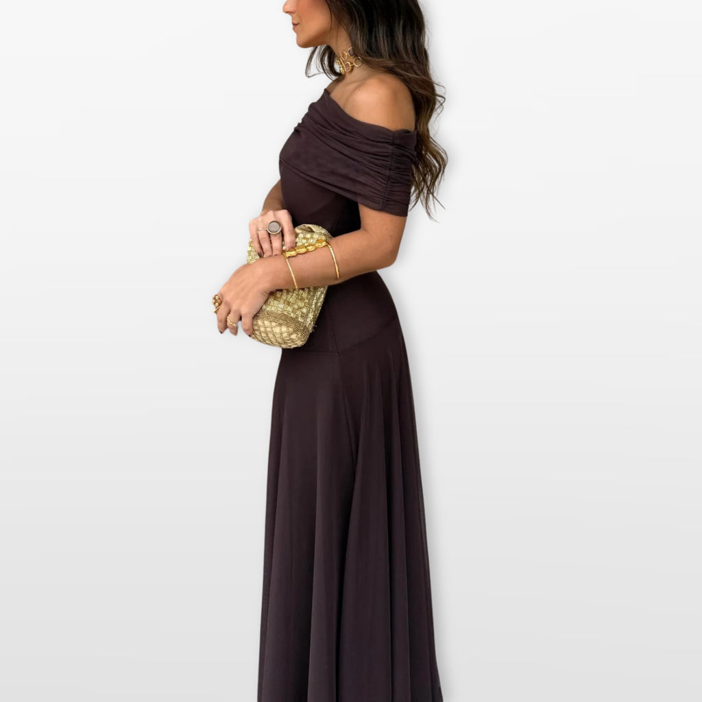 Women’s Off Shoulder Maxi Dress Mesh Elegant
