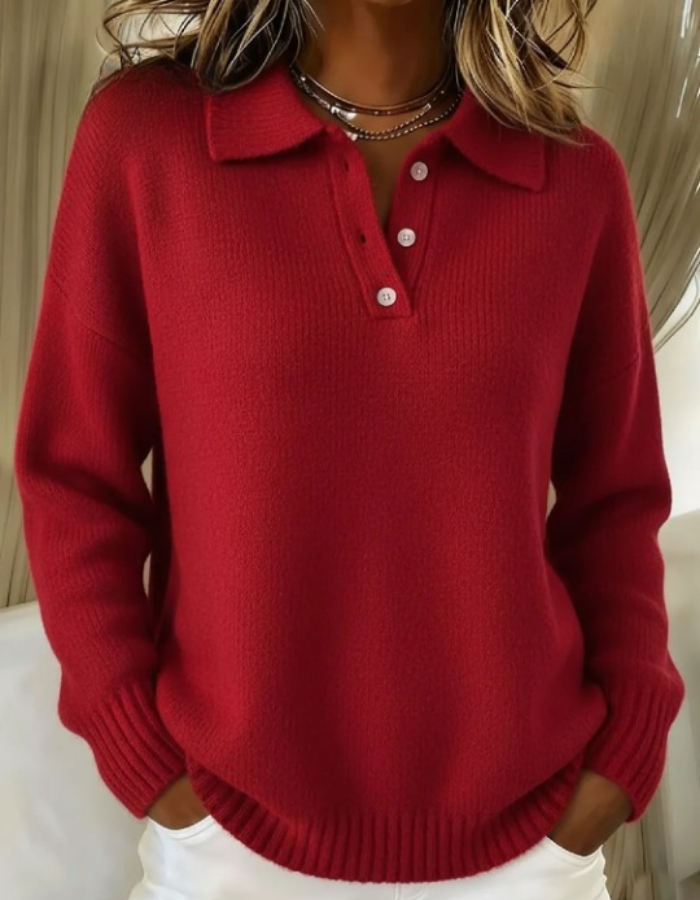 Women’s Relaxed Knit Polo Sweater