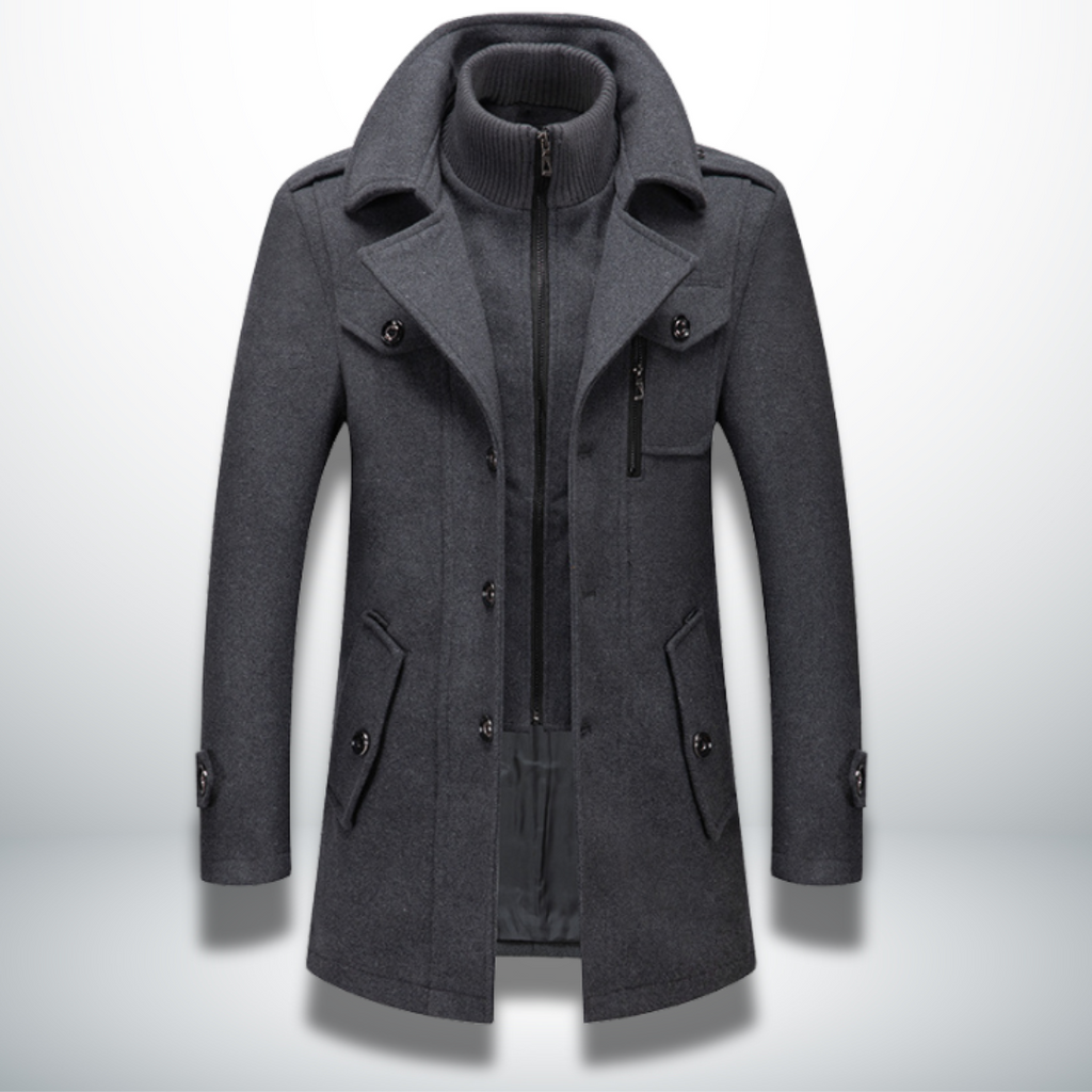 Men’s Layered Stand-Collar Coat