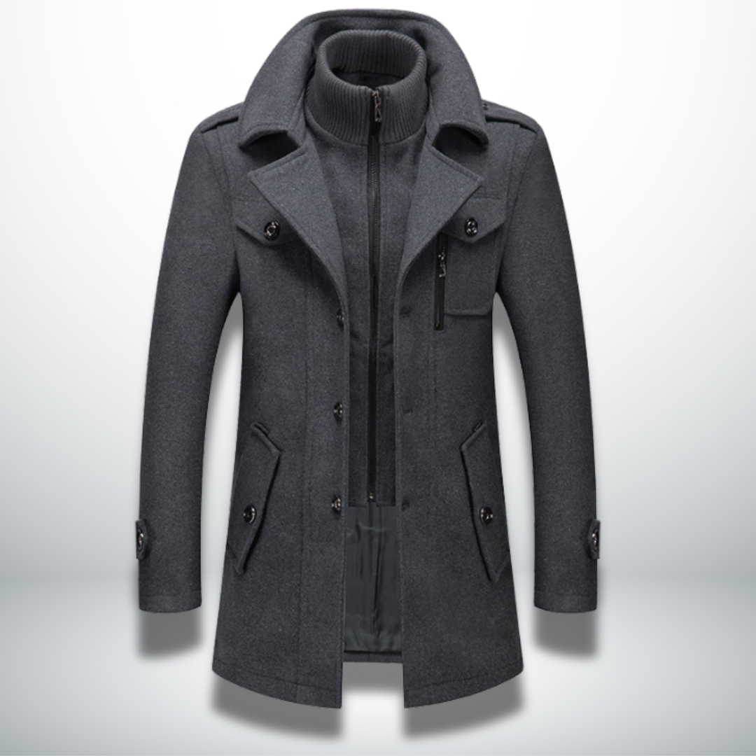 Men’s Layered Stand-Collar Coat