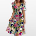 Women Floral Wrap Midi Dress Elegant Flow